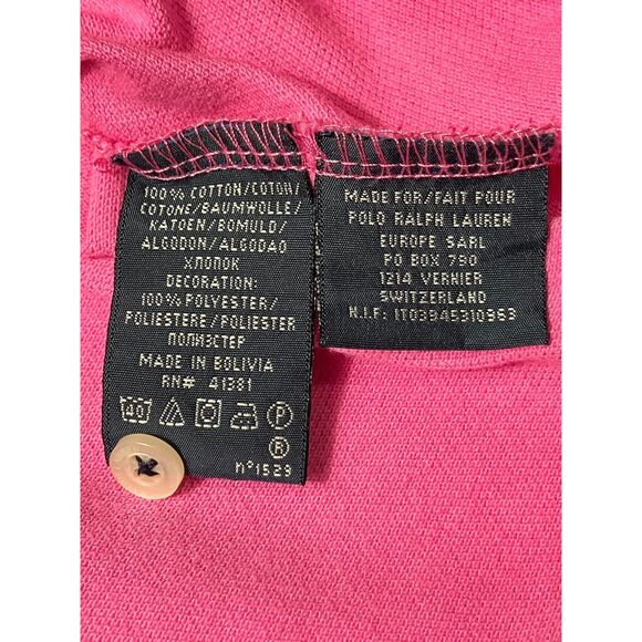 Ralph Lauren Pink Skinny Polo Shirt Women’s Size L Short Sleeve - Picture 8 of 8
